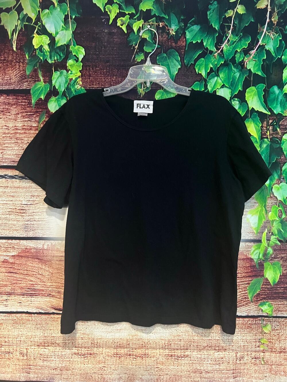 Flax Classic Short Sleeve T-Shirt Black 100% Cotton Lounge Crewneck Women's XL